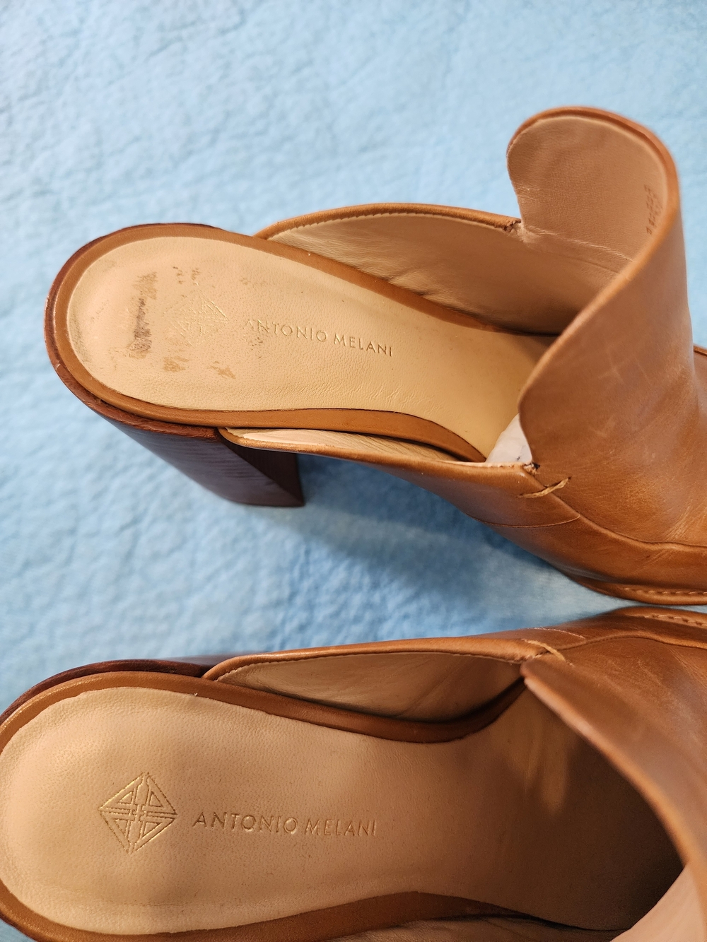 Antonio Melani Women’s Tan Leather Mule Heels